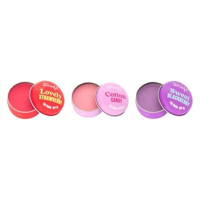 Imagen de MR WONDERFUL Bálsamo Labial Perfumado 3 x 15 ml, Cotton Candy, Lovely Strawberry y Sweet Blackberry, Protección Solar FPS 15, Fórmula Hidratante, con Manteca de Karité, Hidrata la Piel, Uso Diario