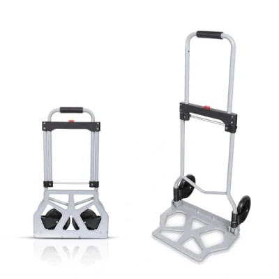 Imagen de Nictemaw Carretilla de Transporte Plegable Aluminio, Mano para la Industria y el hogar con Mango telescópico 97 cm, Carga máxima 100 kg, Color Plateado