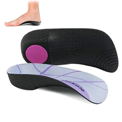 Imagen de plantillas para fascitis plantar de 3/4 longitud, arco alto que soporta ortopédicas, hombres/mujeres, 1 par, pies planos, sobrepronación, alivio del dolor talón caminar, M