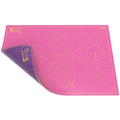 Imagen de ANSIO Alfombrilla de corte para manualidades, autorreparable, A1, doble cara, 5 capas, acolchado, costura, álbumes recortes, tela y imperial/métrico, 89 cm x 59 cm, color rosa