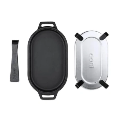 Imagen de Ooni Sizzler Sartén de hierro fundido ovalada 31cm para hornos pizza Carnes, pescados y verduras a la parrilla Plancha Grill asador Accesorios