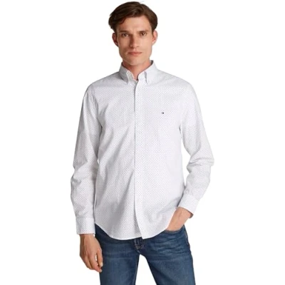 Imagen de Tommy Hilfiger FLEX Polka DOT Shirt Camisa, Hombre, Talla: XS, Optic white/navy
