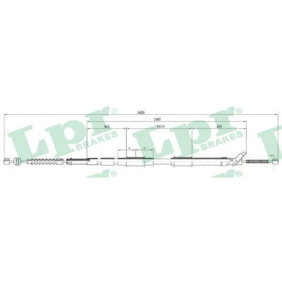 Imagen de LPR C0873B Cable de Freno Mano 1585/1290 Tambor TOYOTA: Corolla VIII Compact, VII Liftback