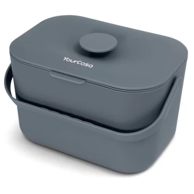 Imagen de YourCasa® cubo de basura orgánica para cocina, 5 L, residuos orgánicos cotidianos, apto lavavajillas, a prueba olores, con colador y mango ergonómico, orgánico, pequeño,
