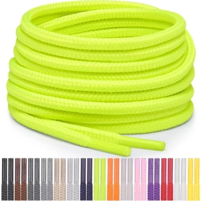 Imagen de Miscly Cordones Redondos para Zapatos, Zapatillas y Botas Disponibles en Múltiples Longitudes Colores (Verde/Amarillo Neón, 137 cm)