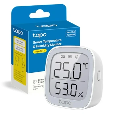 Imagen de Sensor de temperatura TP Link Tapo T315, Pantalla 2.7&quot;, alta precisión, Batería larga duración, Gris