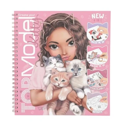 Imagen de Depesche 13038 TOPModel CREA tu Gatito Libro para Colorear con 47 páginas diseñar Motivos gatunos, Incl. 5 Hojas de Pegatinas, Multicolor