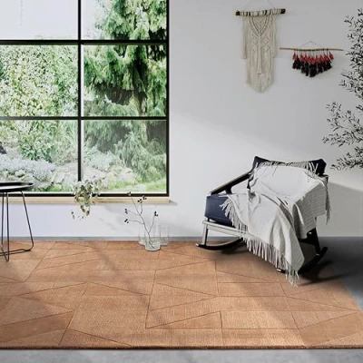 Imagen de Villeroy &amp; Boch Ursule Alfombra de Lana Natural para salón, Tejida a Mano y respetuosa con el Medio Ambiente, Boho Dormitorio, Comedor, Pasillo, Cocina, marrón, 80 x 150