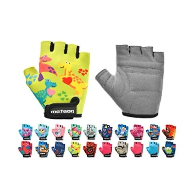 Imagen de Guantes Bicicleta MTB BMX Ciclismo Montaña Carretera Fitness Gimnasio Bici Escalada Senderismo y Otros Deportes Deportivos Sin Dedos para Mujer Hombre (JR M 7 7,5cm, Dino)