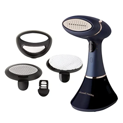 Imagen de Russell Hobbs Plancha Vertical de Vapor Steam Genie Aroma 1800 W, Placa Cerámica, 4 Accesorios: Tejidos Delicados con Difusor Aroma, Tapicerías y Quitapelusas, Apagado Automático, Azul 28041 56
