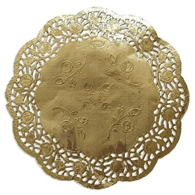 Imagen de Kunze Tarta Punta Redonda, Relieve (100 Unidades, diámetro 21.5 cm), kaschiertes Papel, Oro, x 0.9 cm, Unidades