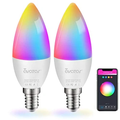 Imagen de Avatar Controls Bombilla inteligente E14 con WiFi LED C37, sincronización de música, 5 W, 2700 K 6500 K, RGB+blanco cálido/frío, regulable, compatible la aplicación Alexa/Google Home