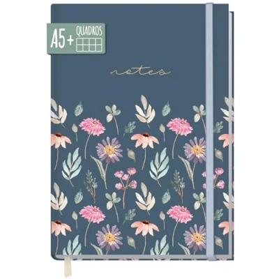 Imagen de paper&amp;you® cuaderno A5+ cuadriculado con banda elástica [Flying Flowers] 156 páginas, 78 hojas como bullet journal, agenda, sostenible y climáticamente neutro