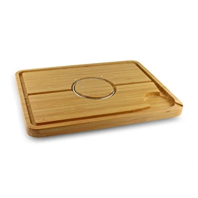 Imagen de Grunwerg Tabla de Cortar y tallar Madera bambú con Pinchos Lujo., bambú, marrón, 48 x 36cm