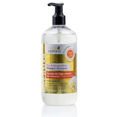 Imagen de Real Natura Champú Sin Sal Pro Antirresiduos Limpieza Profunda y Detox Elimina Impurezas Productos Todo Tipo de Cabello Fragancia Fresca Duradera 500 ml