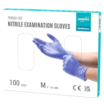 Imagen de EUROPAPA® 100x Guantes De Nitrilo Morados En Caja, Desechables, Examen, Sin Polvo, LÁTex, EstÉRiles, Libres Desechables (M, Morado)