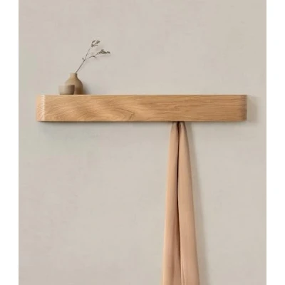 Imagen de Kazai. Perchero Pared Madera &#039;Toke&#039; Diseño Moderno con Ganchos Ocultos Panel de Chapa Maciza Roble