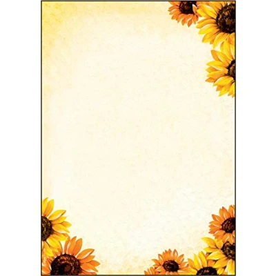 Imagen de SIGEL DP129 Papel de cartas, 21 x 29,7 cm, 90g/m², motivo girasol, amarillo, 50 hojas