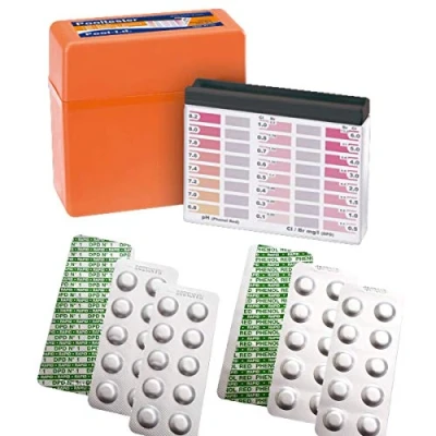 Imagen de harren24 Kit de prueba con 60 pastillas (Rapid) Medidor la calidad del agua y caja 30x DPD1 Cloro Rojo Fenol Valor en pH Análisis piscina (60 + Tester)
