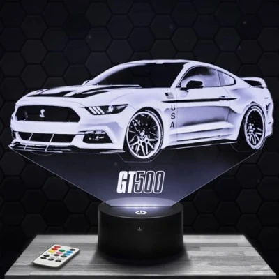 Imagen de lámpara de mesilla noche, luz nocturna táctil Amerikanisches Auto LED ilusión 3D, idea regalo para niños y niñas, Navidad, noche o adultos. TOP