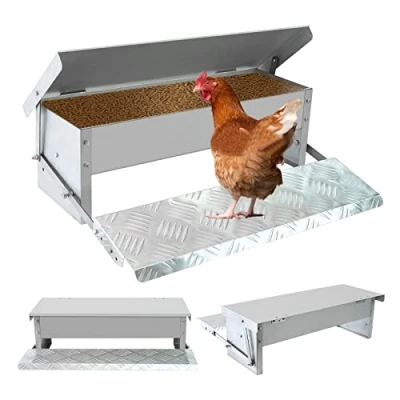 Imagen de Svauoumu Comedero de Gallinas Antipajaros, Galvanizado Para Pollos 5 Kg Capacidad,Comedero a Prueba Roedores y Lluvia,Comedero Pollos, Faisanes, Patos, Gansos