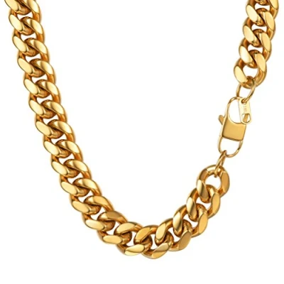 Imagen de PROSTEEL Collar Gargantilla Oro de Cadenas Barbadas 46cm Largo 14mm Ancho