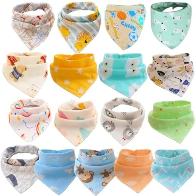 Imagen de SLOSH 17 Baberos Bebe Bandanas Bufanda Toalla Drool Tela Bebé Niña Niño Recien Nacido Algodon Dentición Unisex