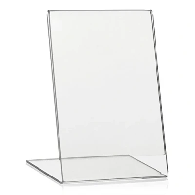 Imagen de soporte publicitario VITAdisplays DIN A6, en L, L formato vertical, de mesa PLEXIGLAS original