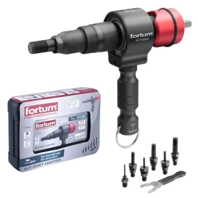 Imagen de Fortum Adaptador de Tuerca Remachada para Taladro y Atornillador Herramienta Remachar Tuercas Aluminio, Acero Inoxidable M3 M12 Pistola Remaches