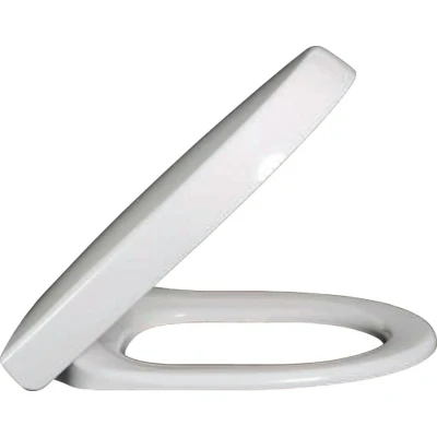 Imagen de asiento para inodoro Architectura de Villeroy &amp; Boch, extraíble con tapa y cierre automático, pieza recambio original, Adecuado compact, en forma D, color blanco alpino