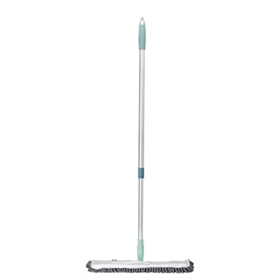 Imagen de VIGAR Mopa Doble de Microfibra con Palo Extensible 41,5 x 11,5 137 cm Rengo Parquet Apta en Lavadora Cabezal Giratorio Gris y Azul