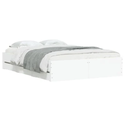 Imagen de vidaXL Cama con Cajones, Somier Doble de Invitados, Estructura Cama, Mueble para Dormitorio, Madera Ingeniería Blanco 120x190 cm