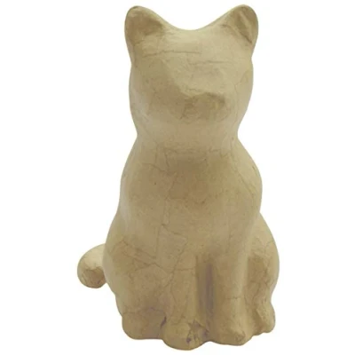 Imagen de Decorpatch SA214C Un soporte de papel marrón maché, 13 x 9,5 15 cm, gato sentado