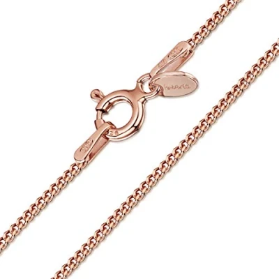 Imagen de Amberta Cadena Barbada Plata de Ley 925 Chapada en Oro Rosa 14k 1.3mm: Collar 60 cm