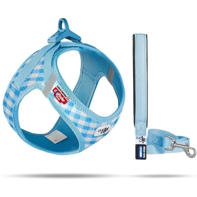 Imagen de Vest Harness curli Clasp Air Mesh Skyblue Caro S &amp; Leash M