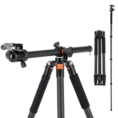 Imagen de Fotopro trípode Horizontal para cámara de 75 Pulgadas, Fibra Carbono, Cabeza Bola 360 Grados, Placa liberación rápida, DSLR Viaje, videocámara