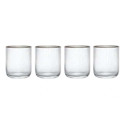Imagen de Mikasa Sorrento Vasos de Cristal con Borde Dorado y Forma Ancha, 380ml, Juego 4 Finos Transparentes Sin Plomo, Diseño Elegante para Celebraciones