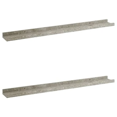 Imagen de vidaXL 2X Estantes de Pared Repisa Flotante Balda Estantería Salón Sala Estar Estudio Exhibición Colgante Decoración Gris Hormigón 80x9x3 cm