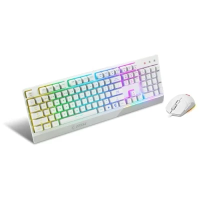 Imagen de MSI Vigor GK30 Combo Teclado Blanco para Juegos (diseño del Reino Unido) + Paquete de Mouse Juegos, interruptores Membrana mecánica, iluminación RGB 6 Zonas,
