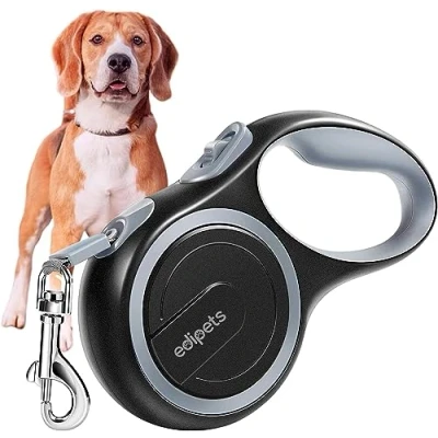 Imagen de Edipets, Correa Perro Extensible, Retráctil, 3, 5 y 8 Metros, Cinta Flexible para Adiestramiento Paseo, con Seguro Freno, Diseño Agarre Cómodo (5m hasta 20kg, Gris)