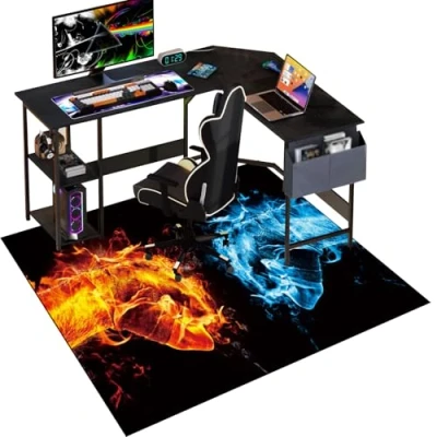 Imagen de Alfombra Silla Gaming Antideslizante 120 x 140 cm, Protector Suelo Ruedas, Alfombrilla de Protección para Suelos Duros, Tapete Suelo, Oficina