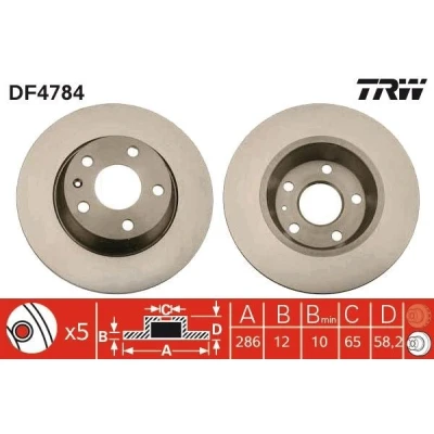 Imagen de TRW DF4784 Disco de freno 286 12 5 112 macizo barnizado AUDI: TT Coupé, Roadster