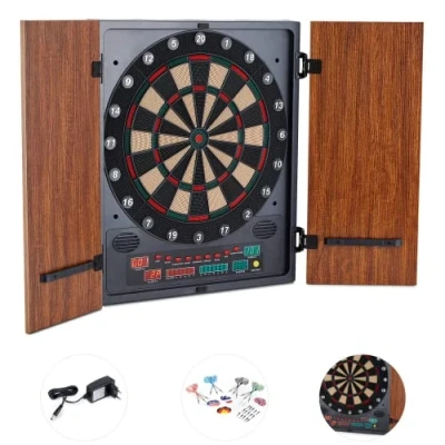 Imagen de Oneconcept Dartmaster 180 Diana electrónica, automática, 1 8 Jugadores, Rival Virtual, 12 Dardos, Apoyo para electrónica Profesional, 27 Juegos, 2 Puertas, Marrón