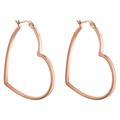 Imagen de PURELEI® pendientes Big Love (oro, plata, oro rosa), resistentes al agua para mujer, de aro en forma corazón, Acero inoxidable, regalo mujeres, inoxidable