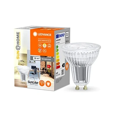 Imagen de LEDVANCE SUN@HOME Lámpara LED GU10 con 4,9W sustituye a 40 W, 268 Lm, luz solar chimenea (2200 5000K), CRI95, Smart WIFI controlable través de Alexa, google y app