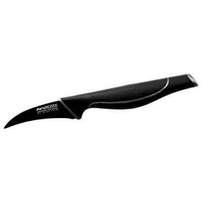 Imagen de Nirosta 43731 pelar Wave, Cocina de Acero Inoxidable, Mango Suave al Tacto, Fina Curvada con Revestimiento Antiadherente Negro (Longitud la Hoja: Aprox. 7 cm), cantidad: 1 Pieza, Cuchillo pelador