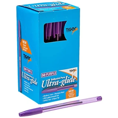 Imagen de Bolígrafos de tinta, ultrabrillantes (50 unidades en color morado), marca Tiger