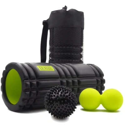 Imagen de KALAHARI Rodillo de Espuma KIT, 3 en 1 más Ebook ejercicios Español Foam Roller, bola Doble, con Pinchos y cómoda Bolsa Terapia Trigger Point Masaje muscular Miofascial