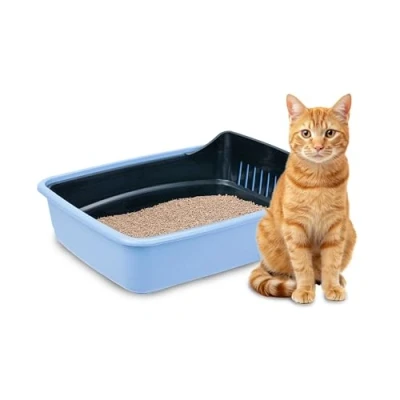 Imagen de Ferplast Arenero Gato Ariel 10, Caixa de Arena para Gatos con tamiz Que Elimina la Suciedad una fácil Limpieza, 46,5 x 35,5 xh 11,5 cm., Azul