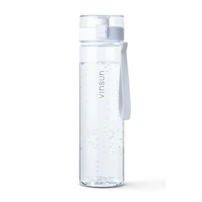 Imagen de VINSUN Botella Agua 1 Litro Transparente Tritan sin BPA, Prueba de Fugas, Manejo con Una Mano Cantimplora Deporte Ligera para Gimnasio, Colegio, Bicicleta, Oficina